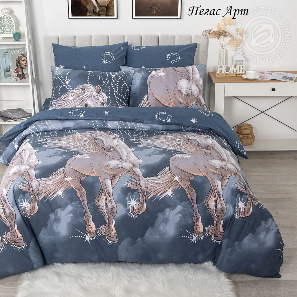 Комплект постельного белья Пегас Арт, поплин семейный