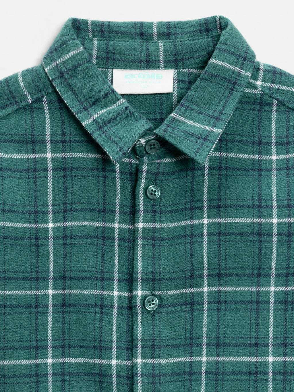 ACOOLA /Сорочка верхняя детская для мальчиков Larsen зеленая клетка фото 4