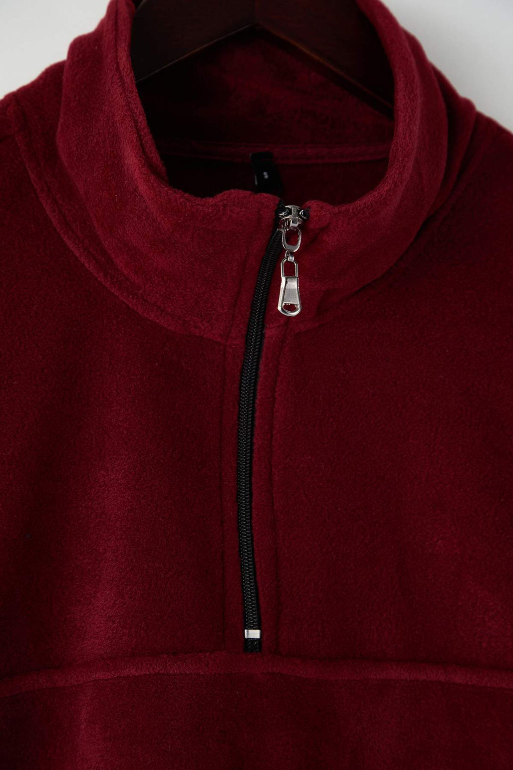Bordo Regular/Normal Kesim Dik Yaka Fermuarl? Dikis Detayl? Polar Sweatshirt TMNAW26SW00036