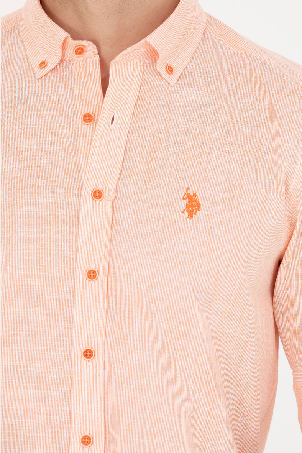 U. S. Polo Assn / Мужская оранжевая рубашка с длинным рукавом - U.s. polo assn фото 7