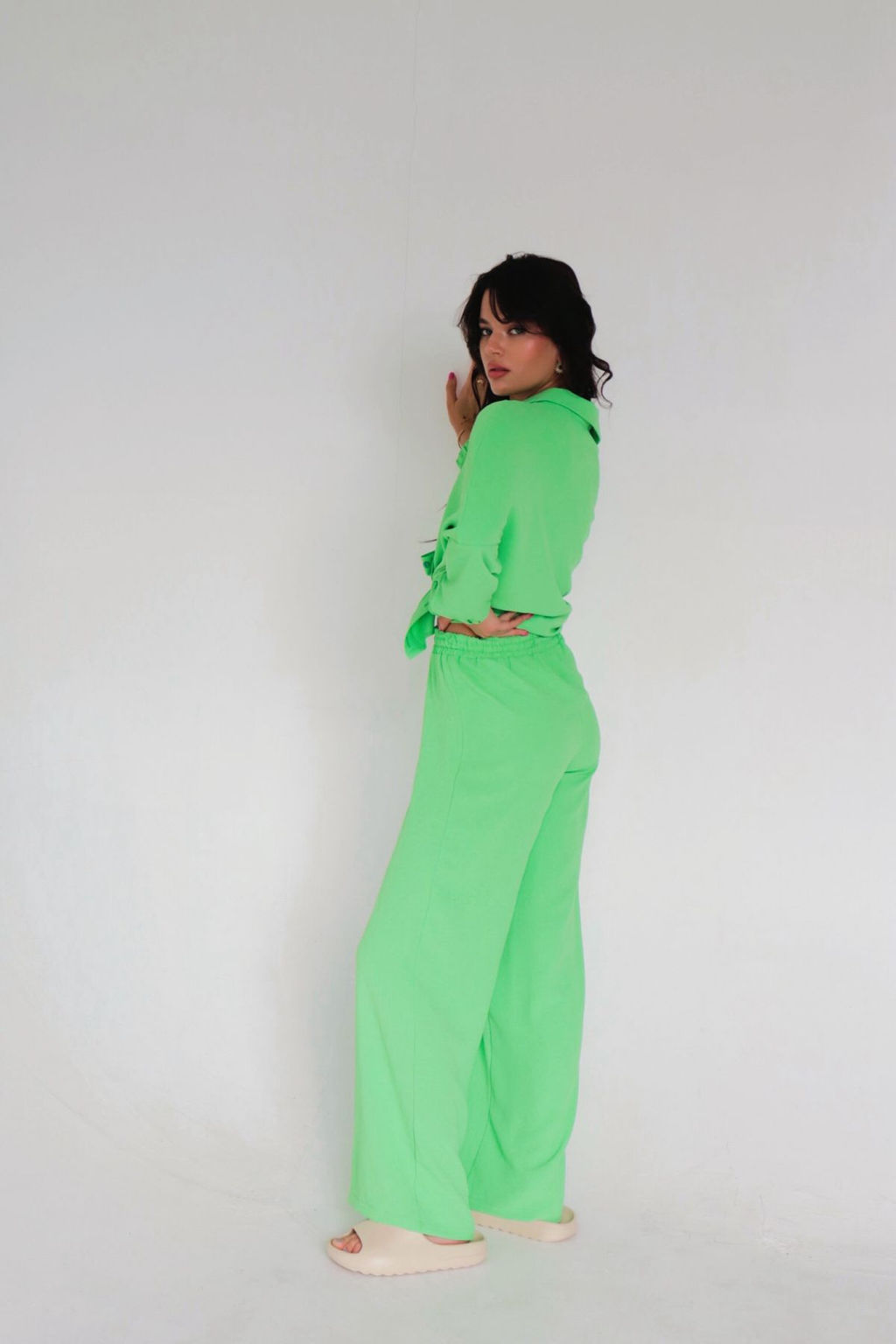9979 Брюки-палаццо салатовые летние - Martichelli фото 23