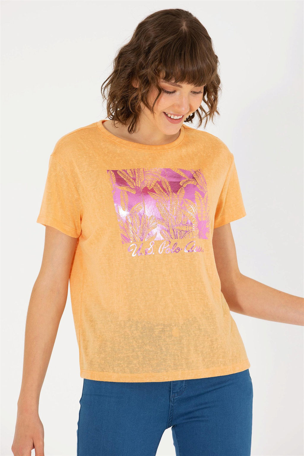 U. S. Polo Assn Женская оранжевая футболка с круглым вырезом - U.s. polo assn фото 10