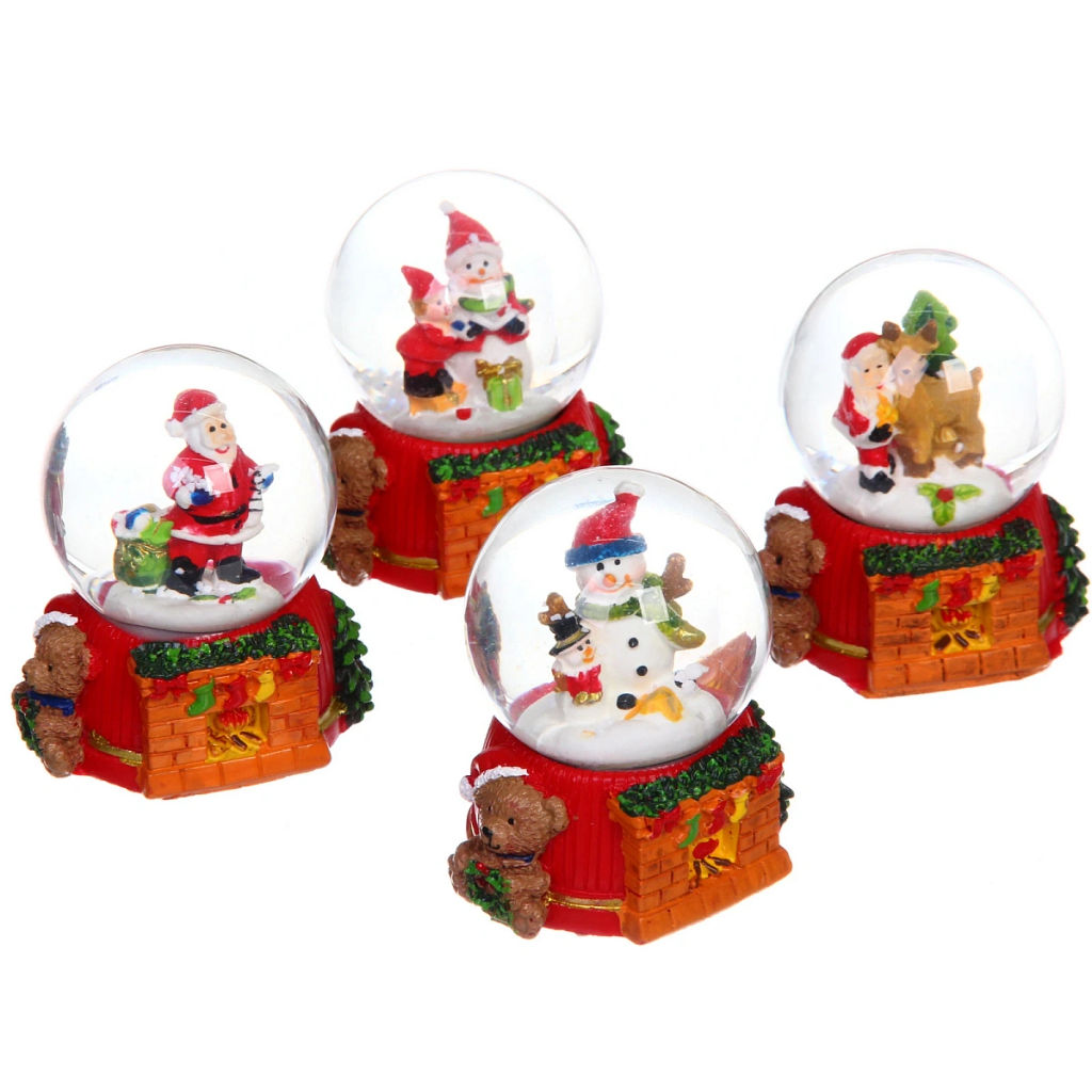 Сувенир новогодний "Снежный шар - Зима" d-4,5 см (подст.5,5*5,6 см), микс