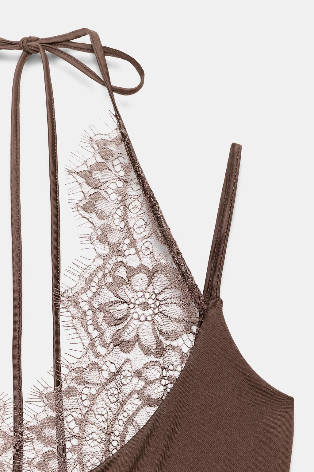 BODY HALTER COMBINADO ENCAJE / Chocolate - Zara фото 7