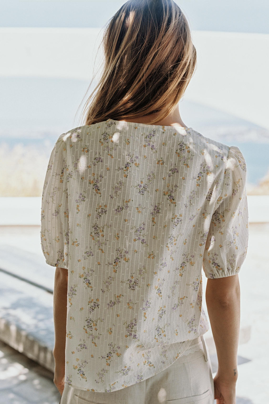 BLUSA ESTAMPADO FLORAL JARETAS / Crudo/Amarillo - Zara фото 5