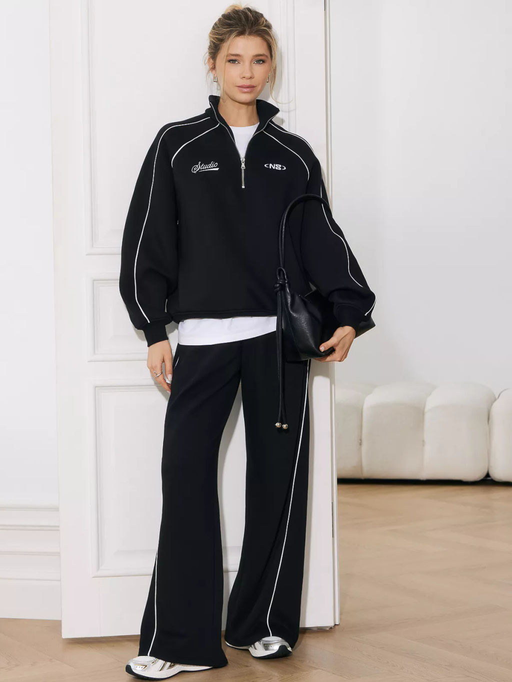 Свитшот с декоративным кантами