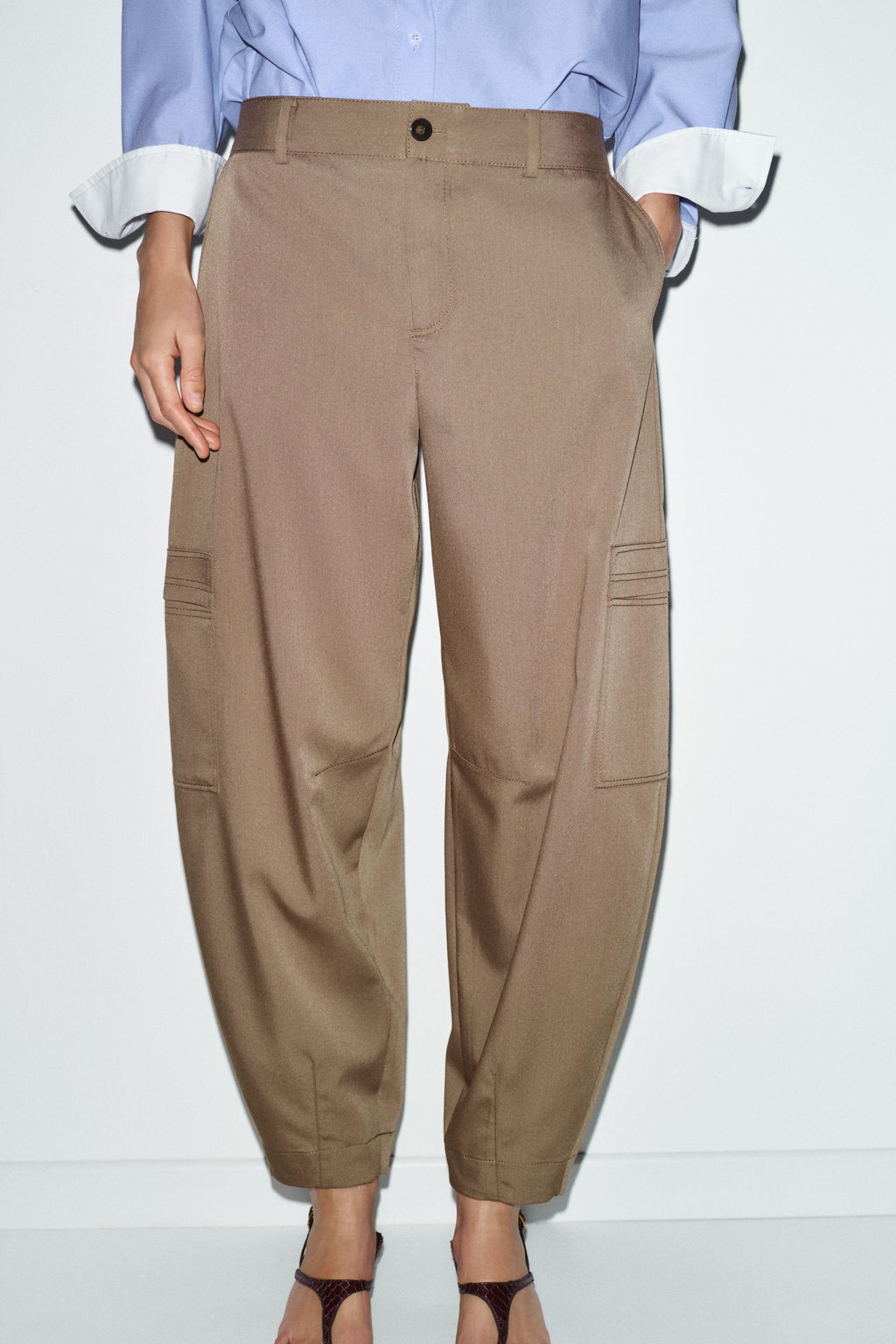 HIGH-WAIST CARGO TROUSERS - Zara фото 2