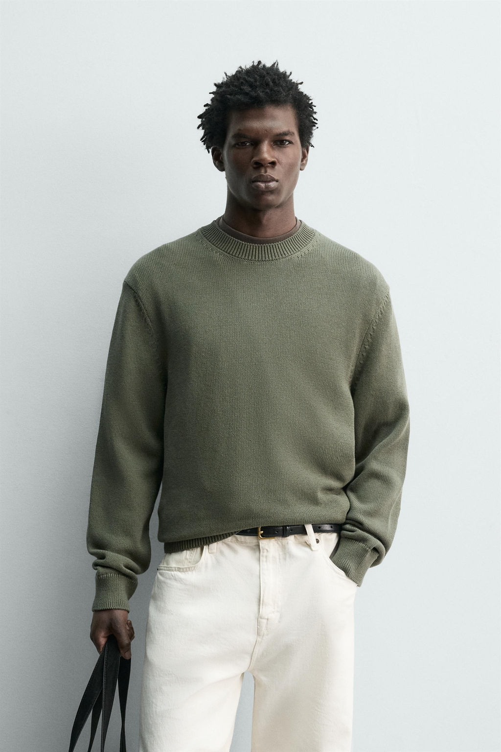 JERSEY REGULAR FIT ALGOD?N / Verde gris - Zara фото 2