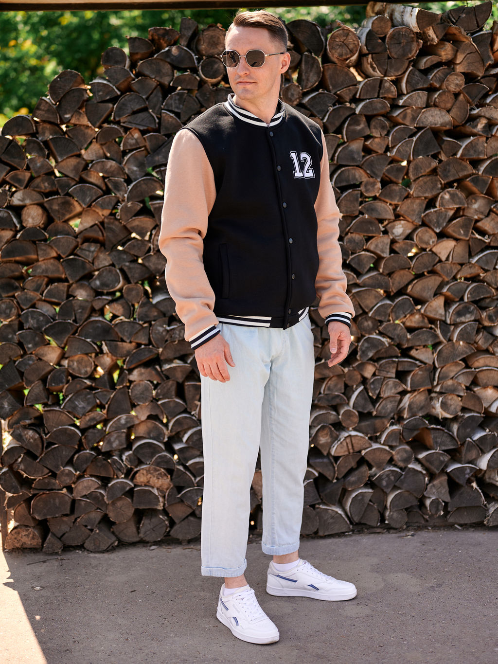 Бомбер "12" бежевый