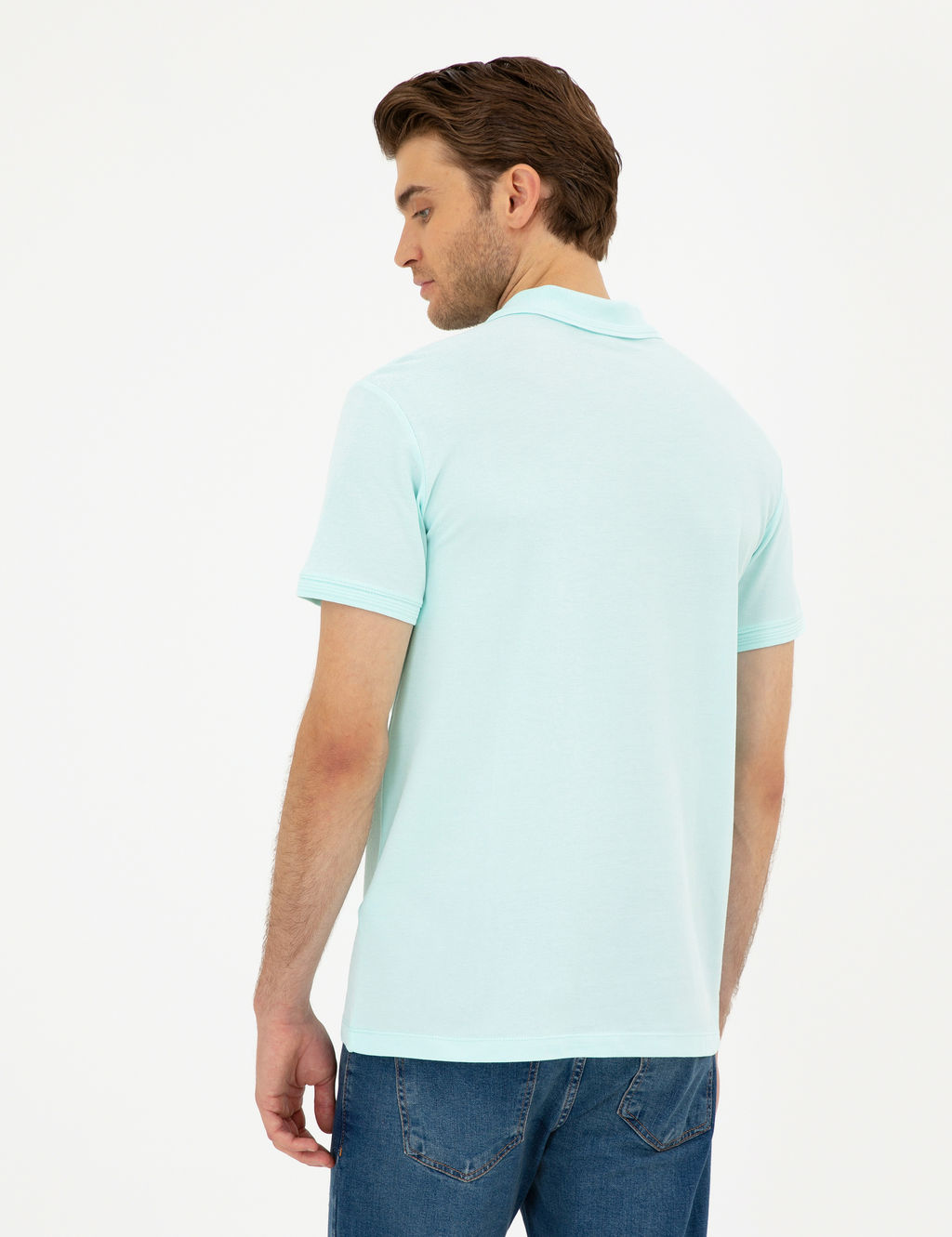 Su Ye_ili Slim Fit %100 Pamuk Polo Yaka Basic Ti__rt