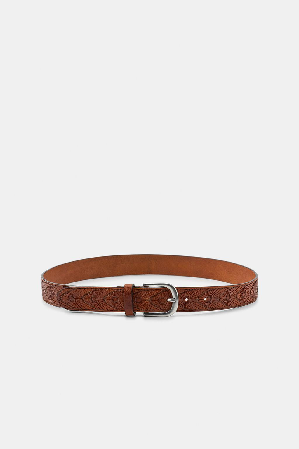 100% EMBOSSED LEATHER BELT - Zara фото 2