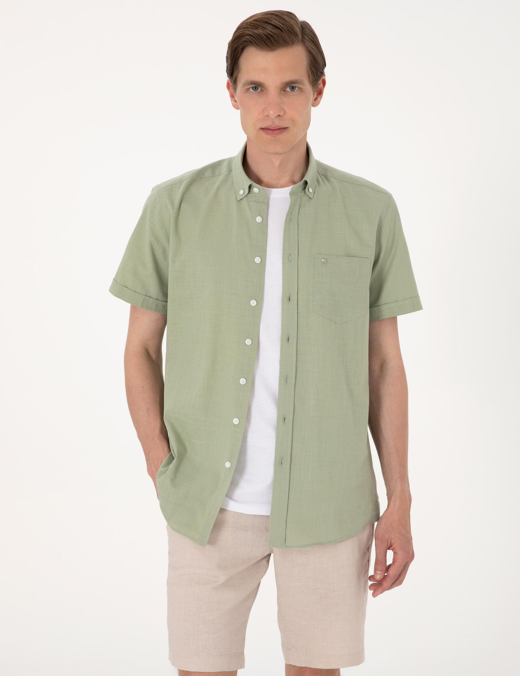 Ye_il Regular Fit K_sa Kollu G_mlek