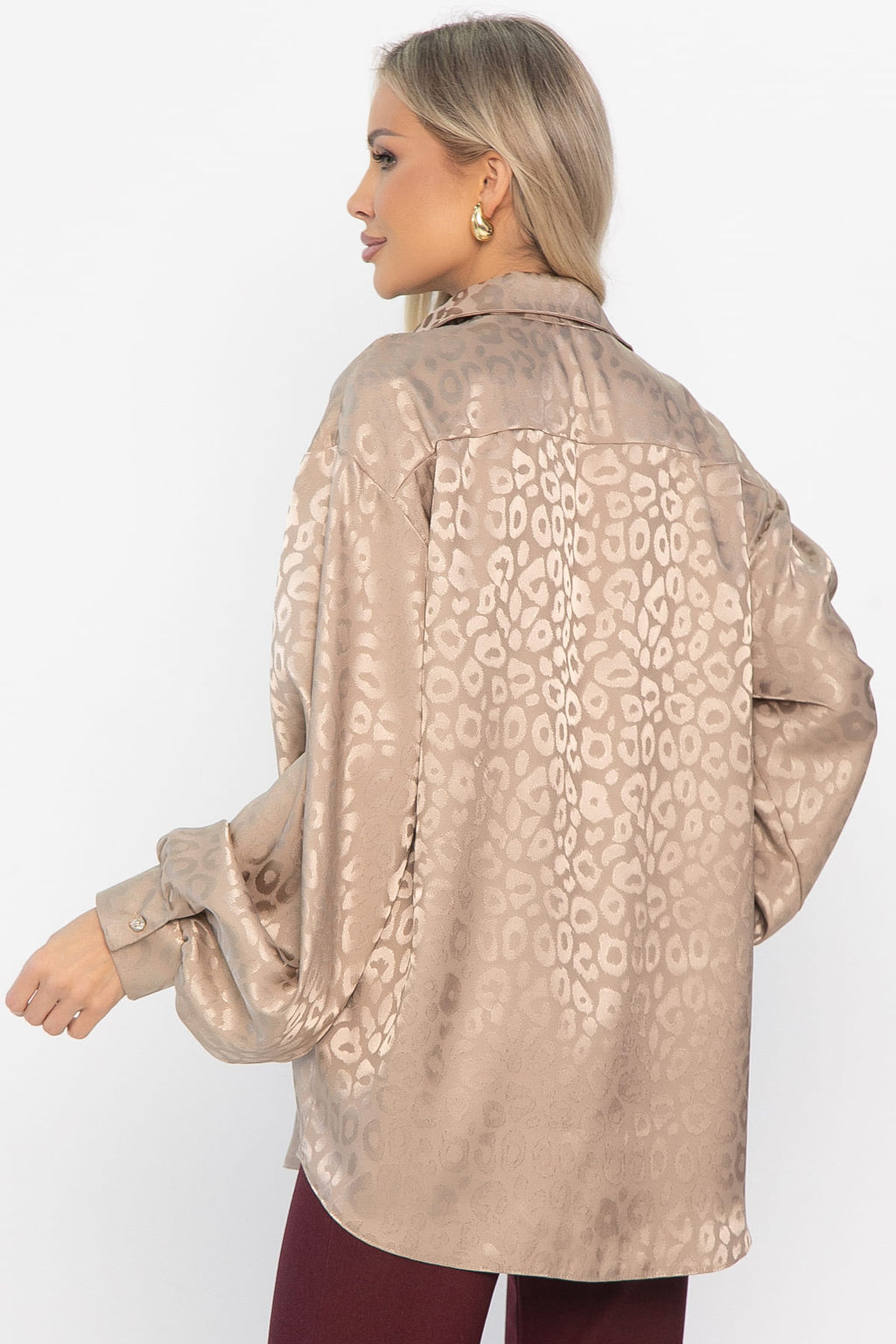 Рубашка атласная Все мысли о тебе (бежевая) Б15352-7М - Lt collection фото 3