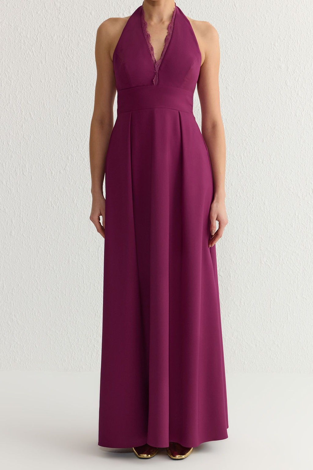 TRENDYOLMILLA Murdum Dantel Yaka Detayl? Dokuma Uzun S?k Abiye Elbise TPRSS25AE00035  фото 3