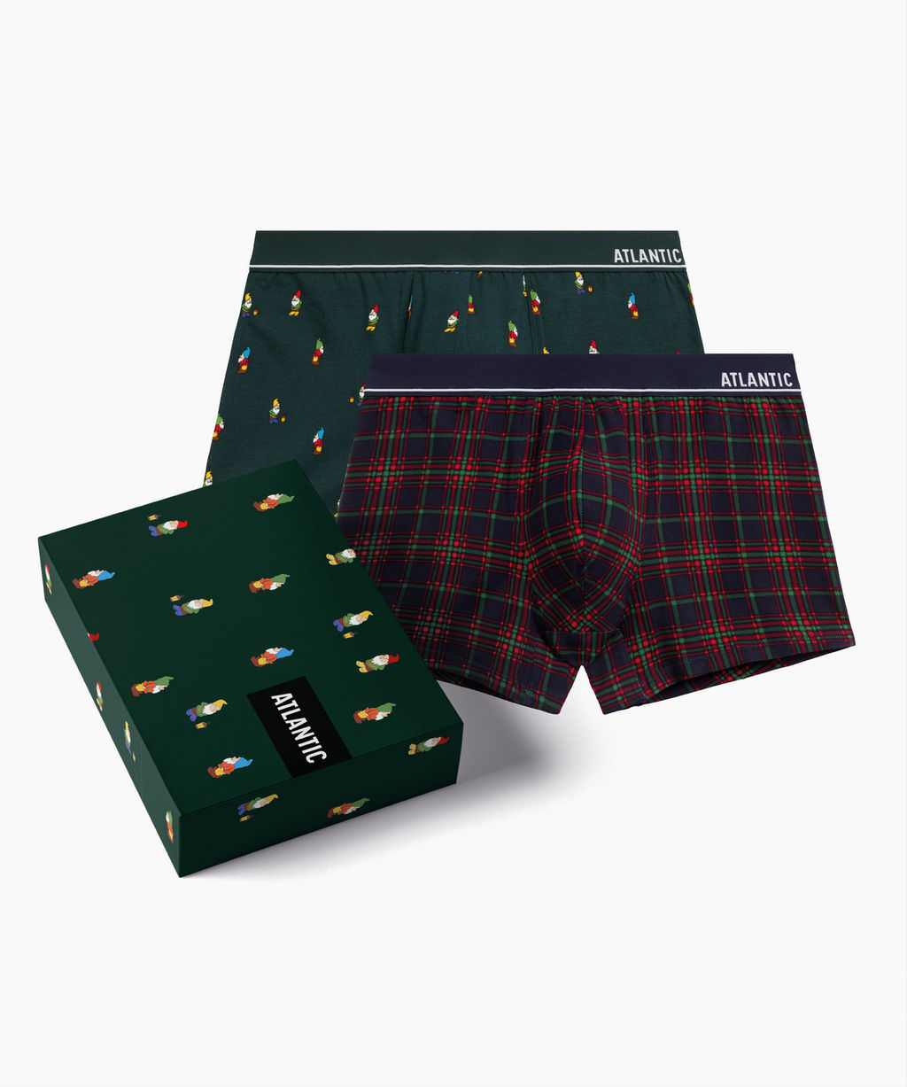 ATLANTIC 2GMH-031 Трусы шорты Check - набор 2 шт. темно-зеленый + темно-синий
