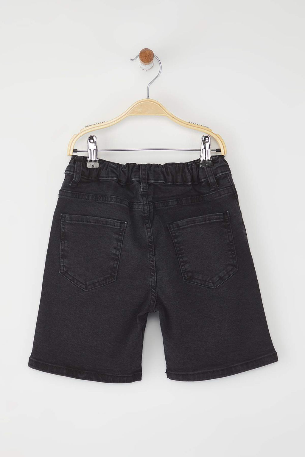 Siyah Erkek Cocuk %100 Pamuk Basic Lastikli Denim Sort TKDSS25SR00026 - Trendyolmilla фото 2