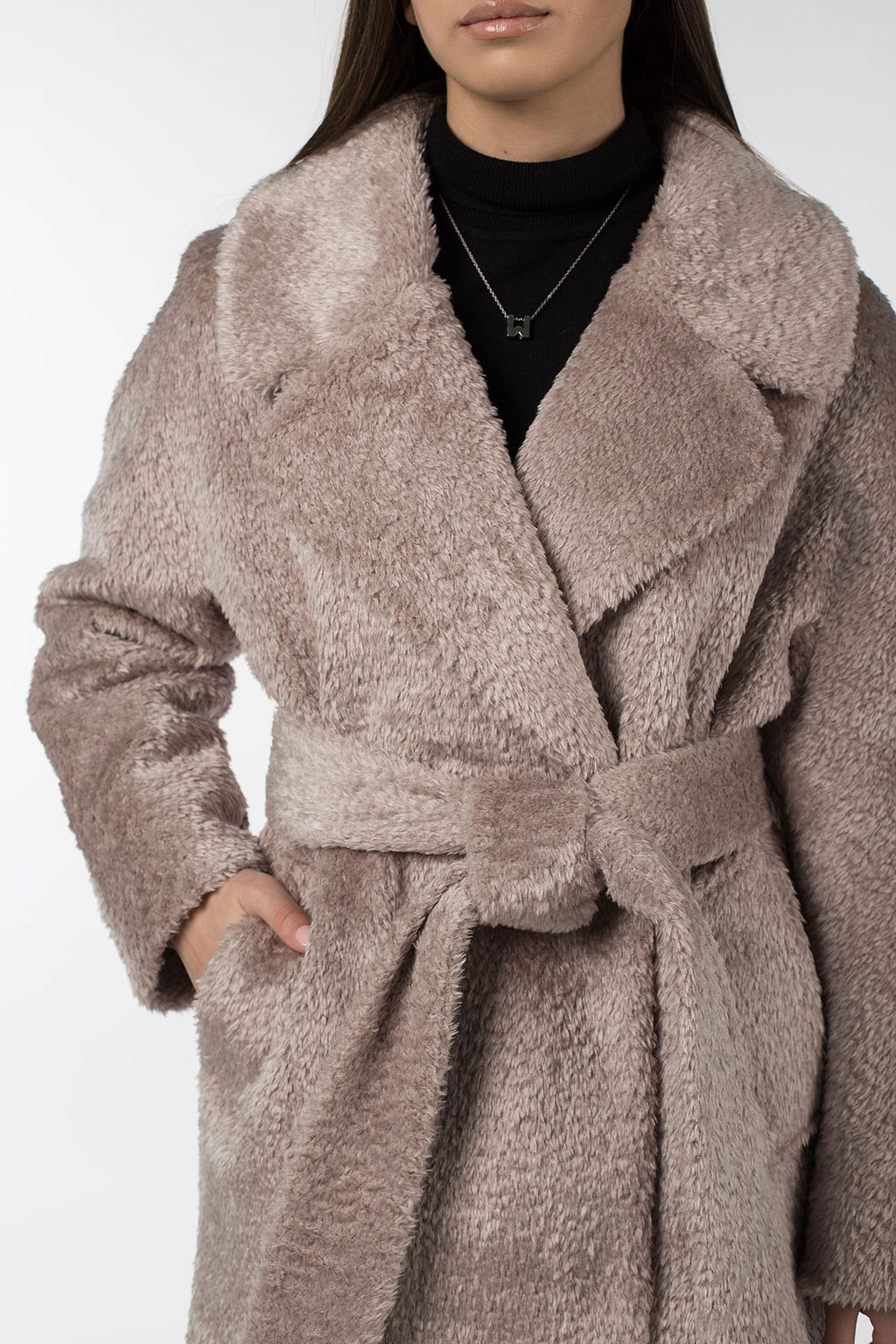 02-3077 Пальто женское утепленное (пояс) - El podio фото 8