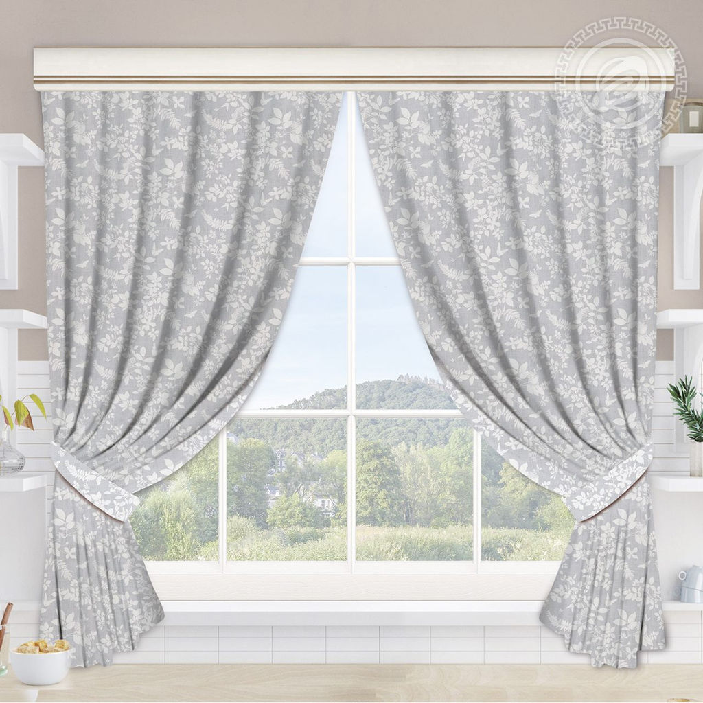 Шторы для кухни с подхватом Анис 145*180/Шторы: 2 шт.- 145*180, подхваты: 2 шт. Шторы "АРТ ДИЗАЙН" для кухни