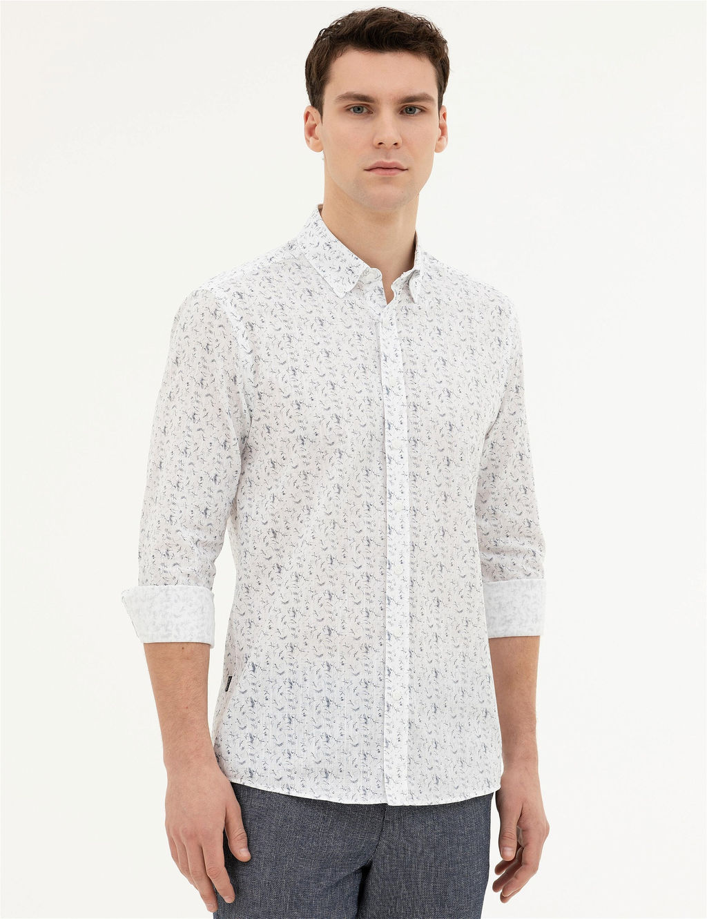 Lacivert Slim Fit Uzun Kollu G_mlek - Pierre cardin фото 3
