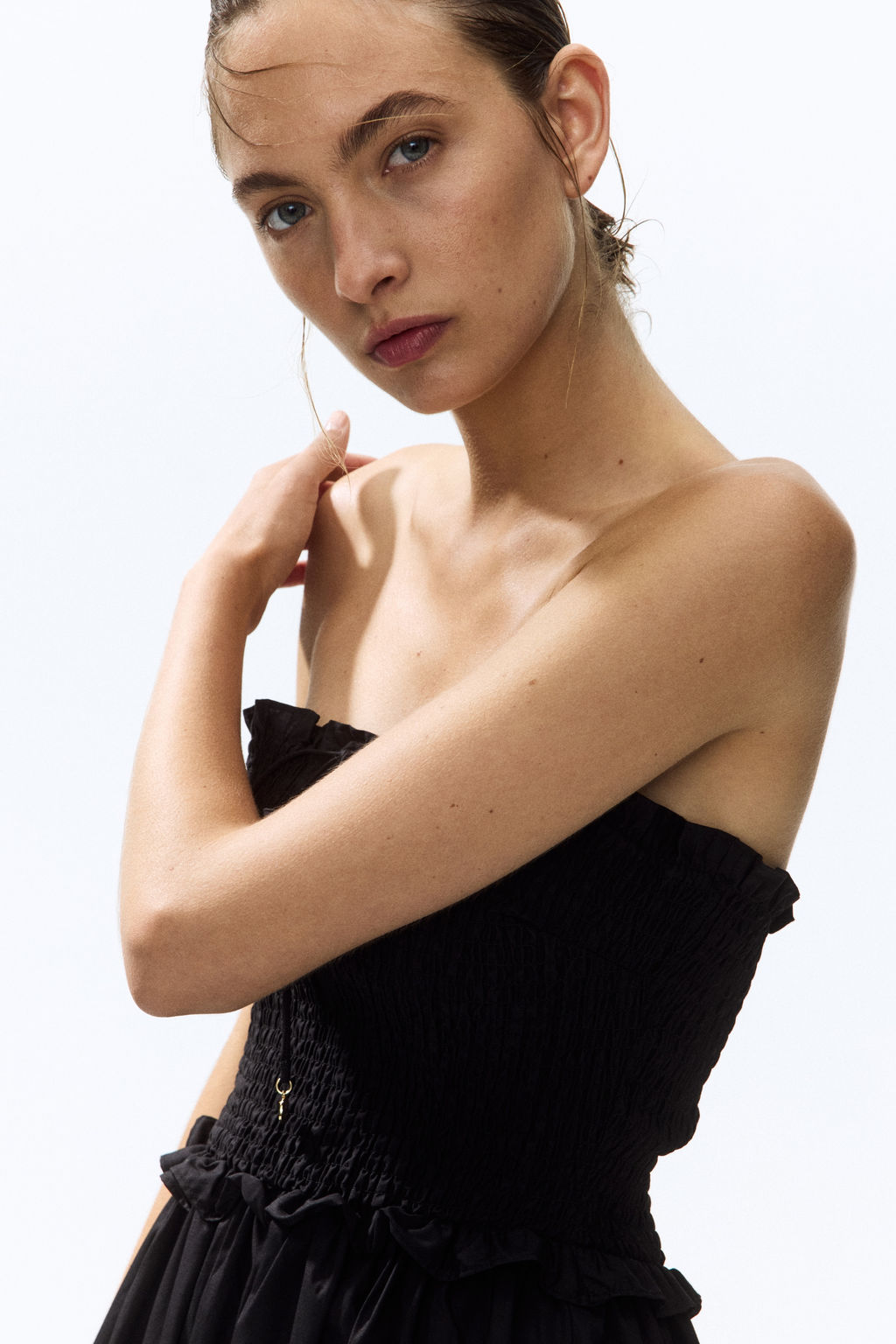 Vestido bandeau con cuerpo nido de abeja - H&m фото 6