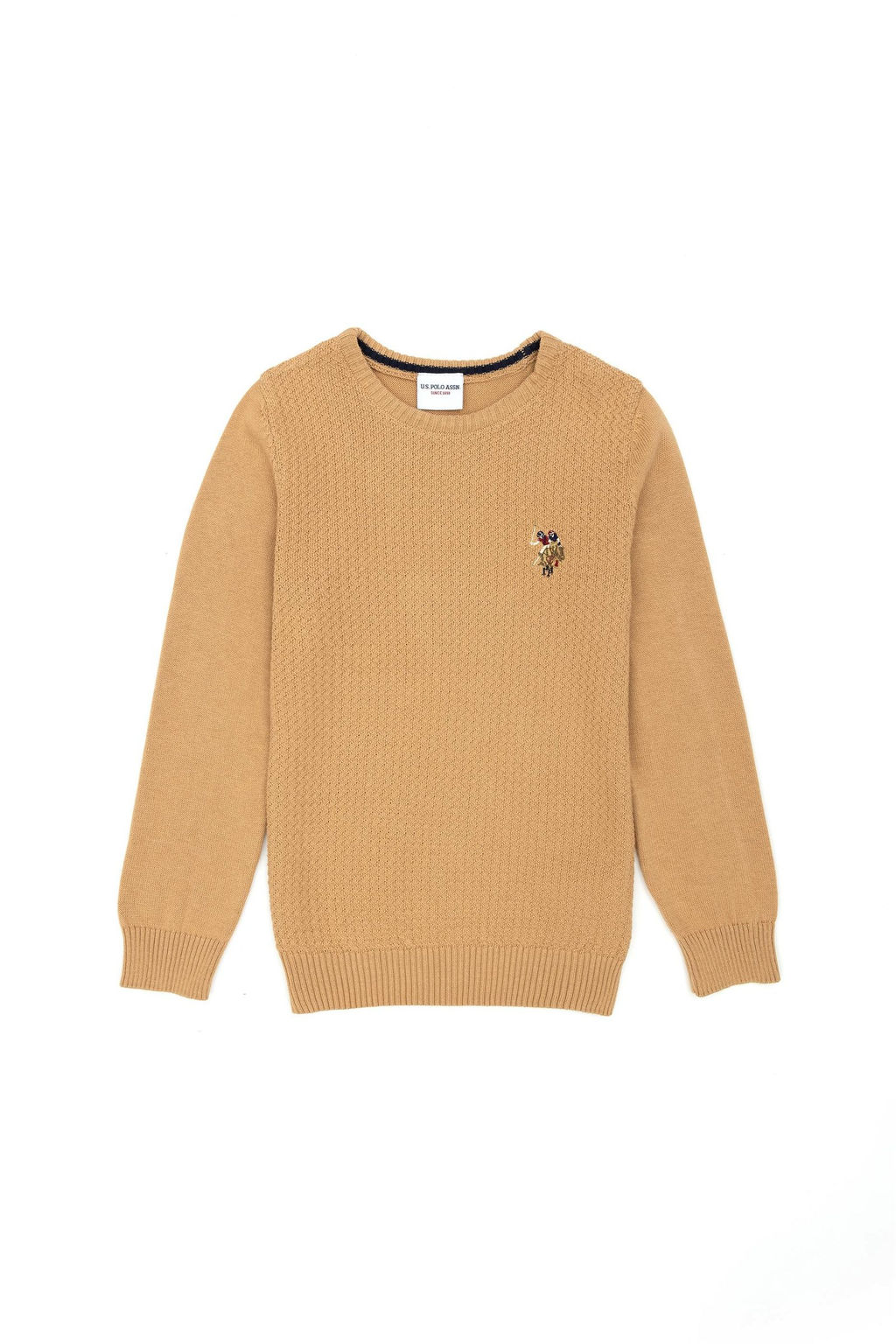 U. S. Polo Assn / Базовый свитер с круглым вырезом для мальчиков песочного цвета