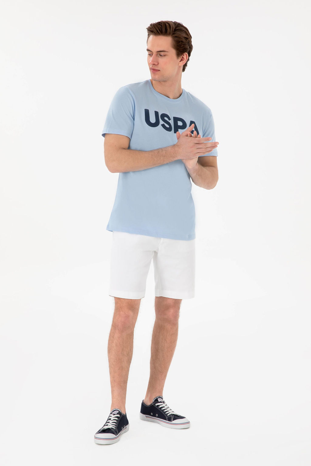 Erkek Regular Fit Bisiklet Yaka A__k Mavi Basic Ti__rt Sepette S_rpriz _ndirim - U.s. polo assn фото 4
