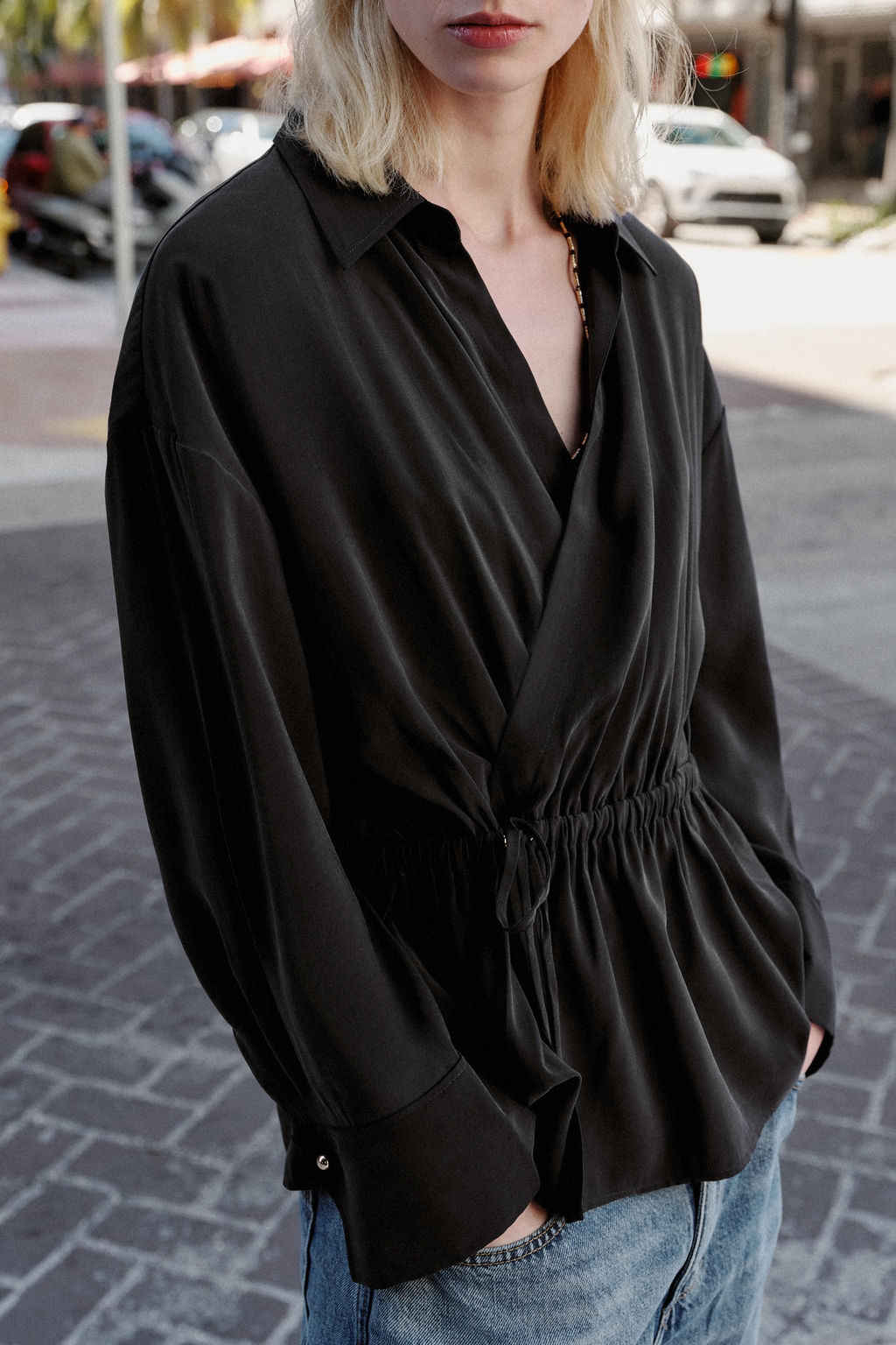 CAMISA FLUIDA SAFARI / Negro - Zara фото 2