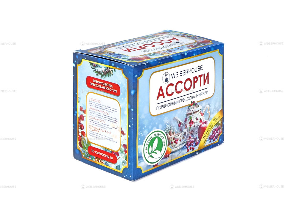 Чайное ассорти кубики (зеленый чай) 5-7гр, 1упХ10 шт Новый год коробочка