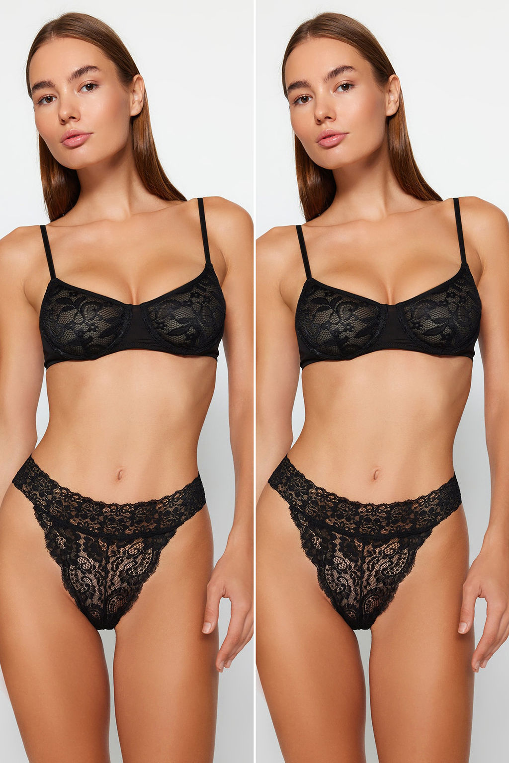 TRENDYOLMILLA Siyah 2li Paket Dantelli Tanga Orme Kulot THMAW23KU00027