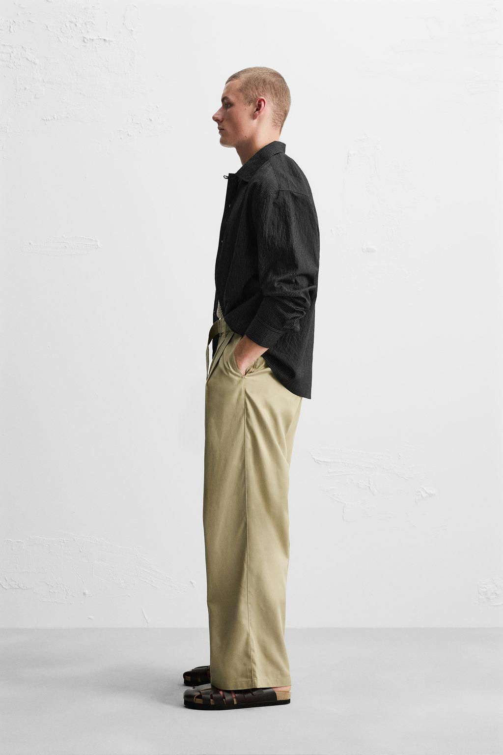 LYOCELL - COTTON TROUSERS WITH BELT - Zara фото 5