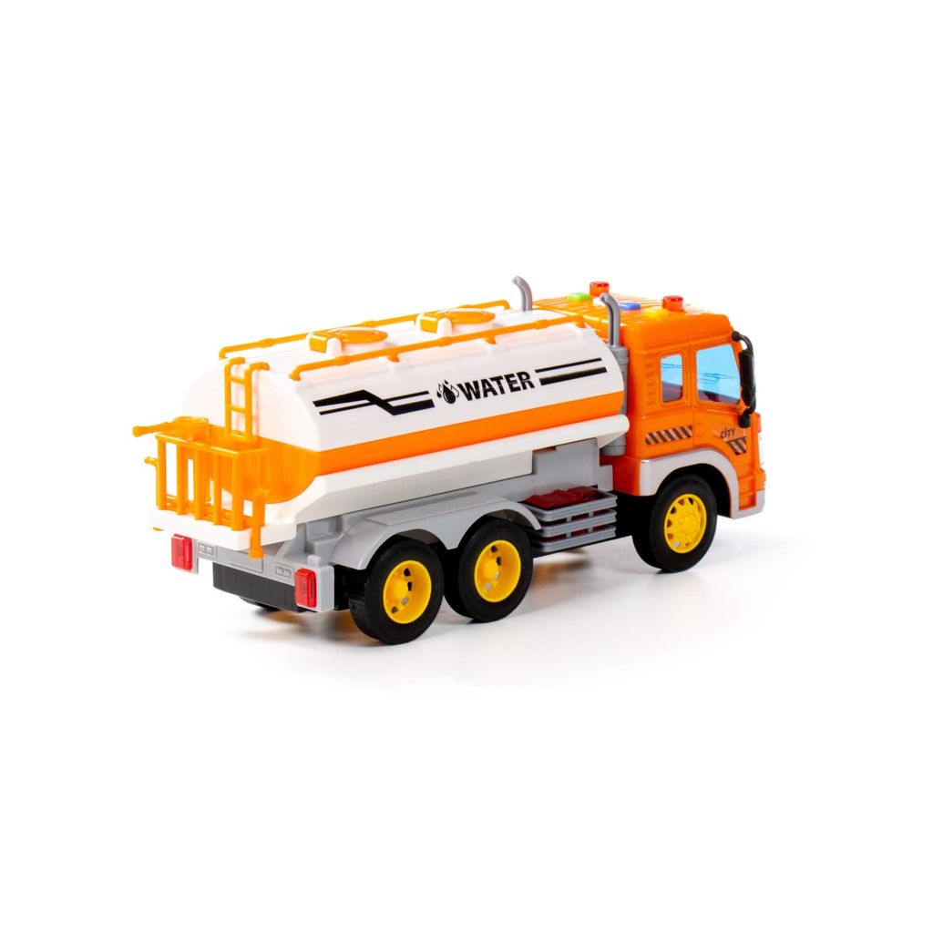 Сити, поливочный автомобиль инерционный (со светом и звуком) (оранжевый) (в коробке) - Полесье фото 10