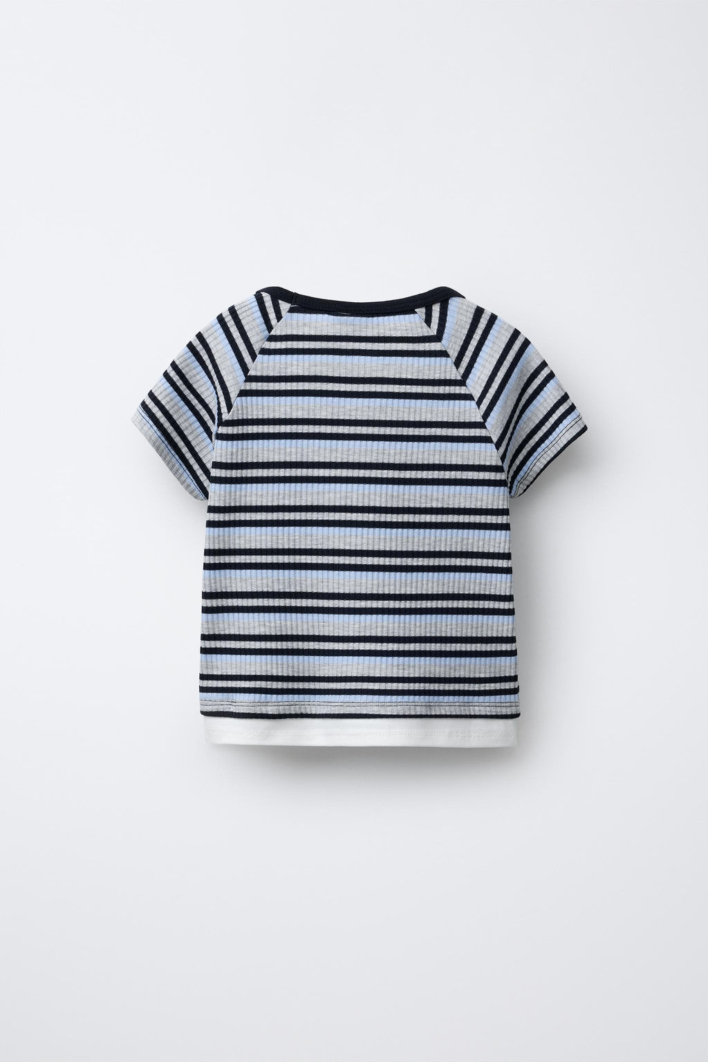 STRIPED T-SHIRT WITH MOCK LAYER HEM - Zara фото 2