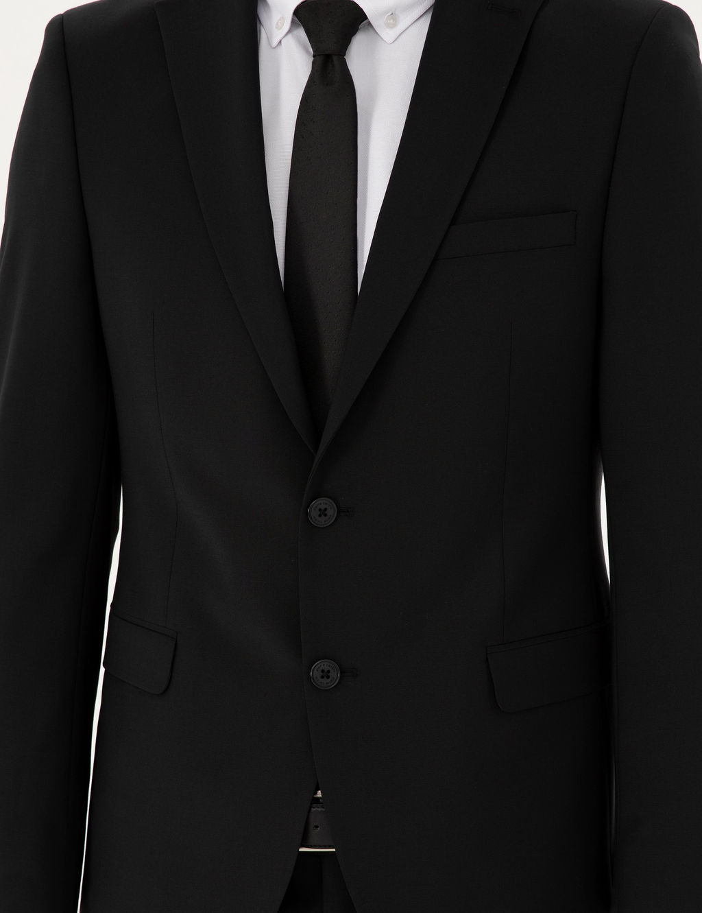 Siyah Slim Fit Y_nl_ Tak_m Elbise