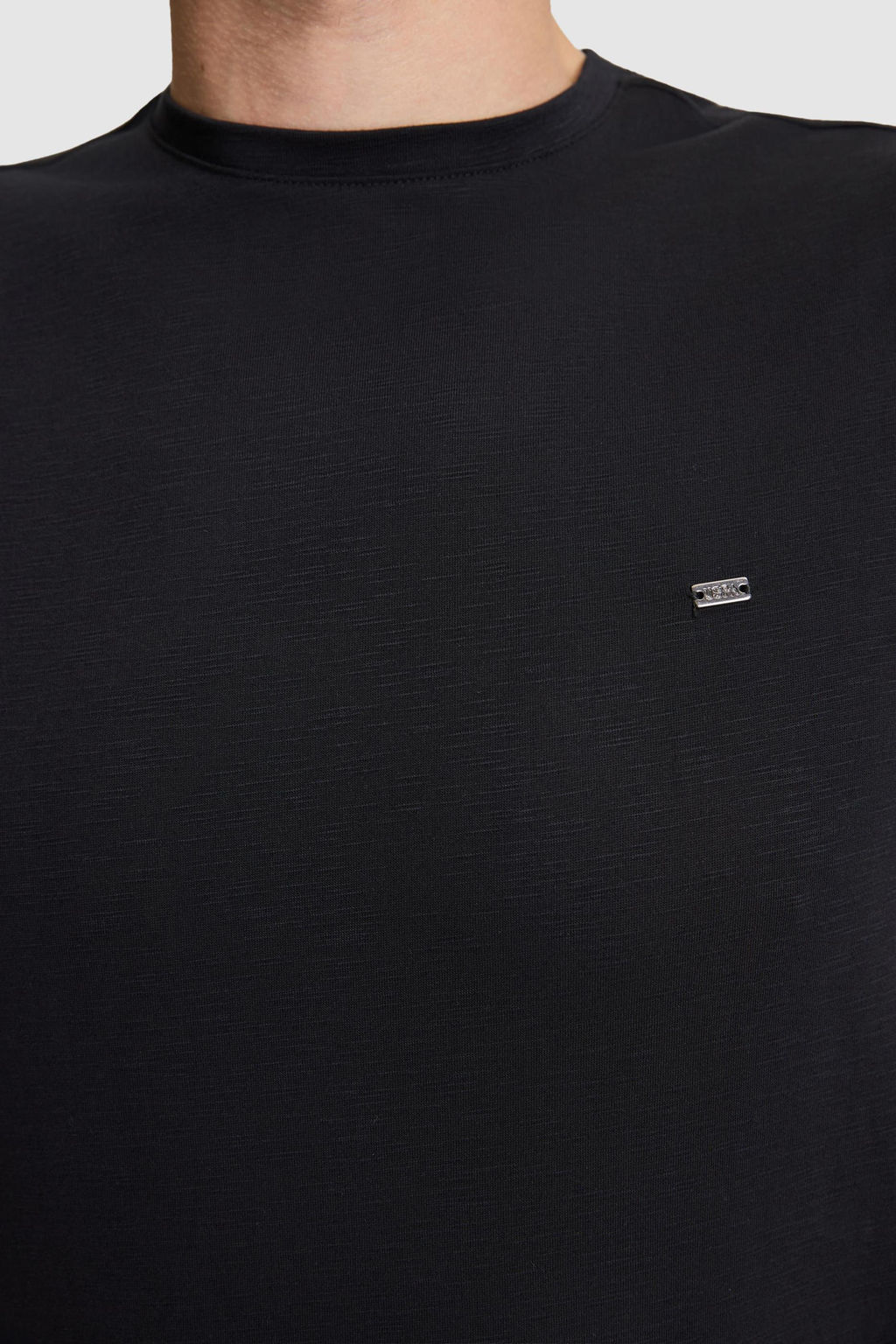 Erkek Siyah Regular Fit Bisiklet Yaka Basic Ti__rt