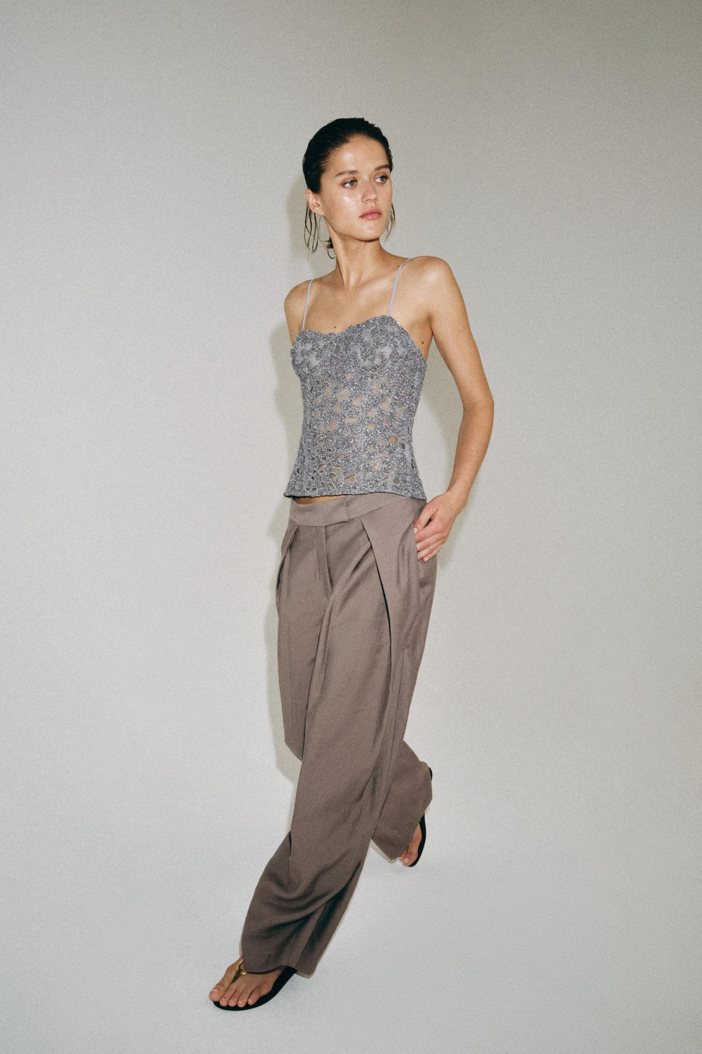 TOP BRILLOS ZW COLLECTION / Azul / Gris