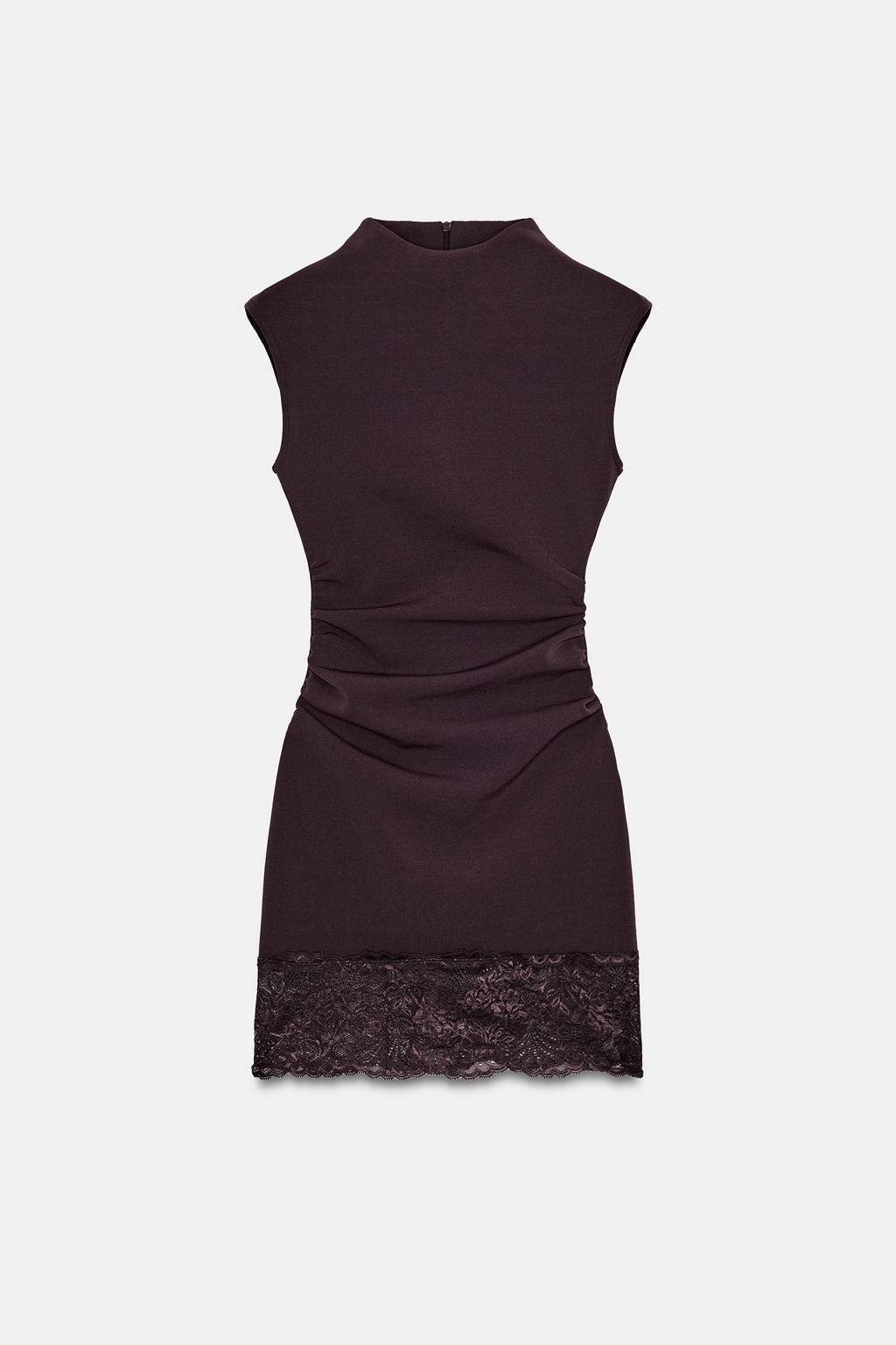 VESTIDO CORTO STRETCH ENCAJE / Marr?n oscuro - Zara фото 2