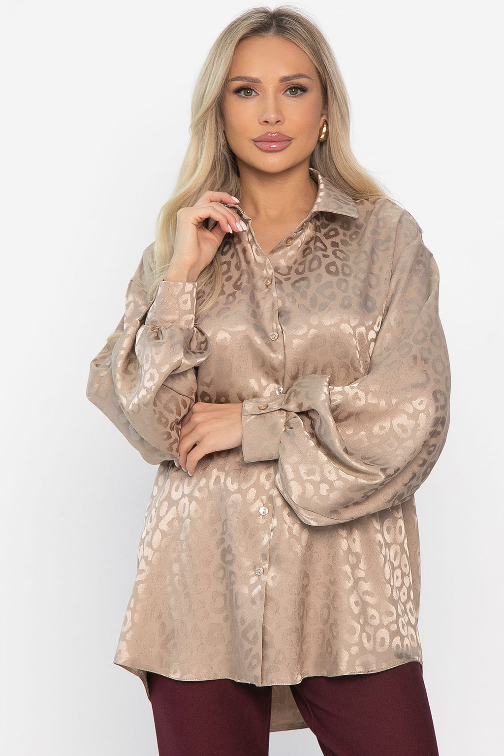 Рубашка атласная Все мысли о тебе (бежевая) Б15352-7М - Lt collection фото 8