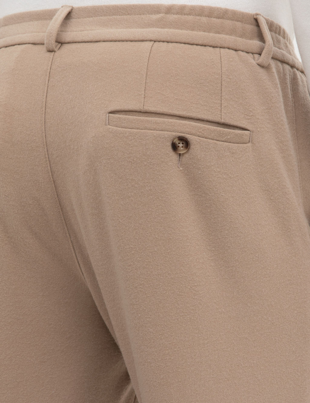 Bej Slim Fit Flanel Dokulu Kuma_ Pantolon