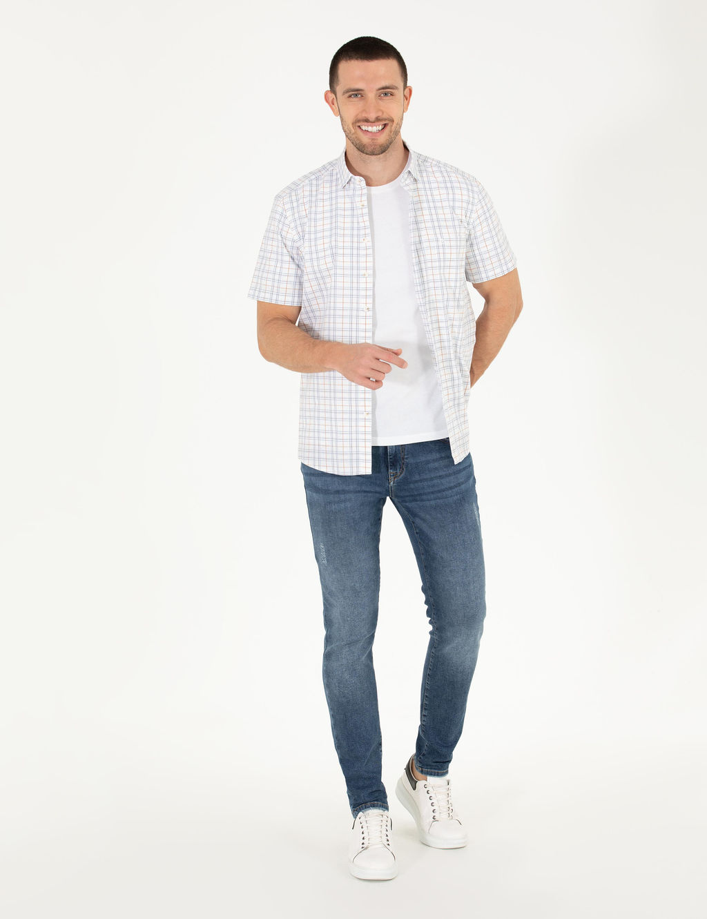 Рубашка Pierre Cardin Regular Fit коричневая с коротким рукавом