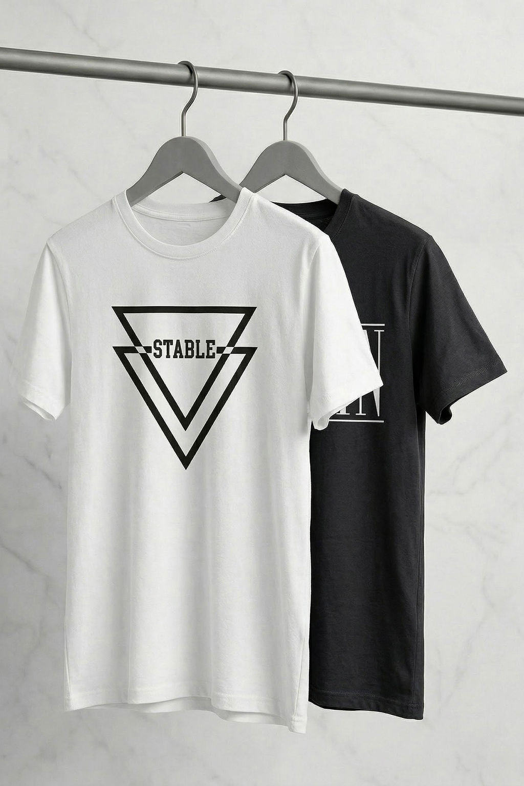 Siyah-Beyaz 2li Paket Regular/Normal Kal?p Bask?l? %100 Pamuk T-Shirt TMNSS26TS00043