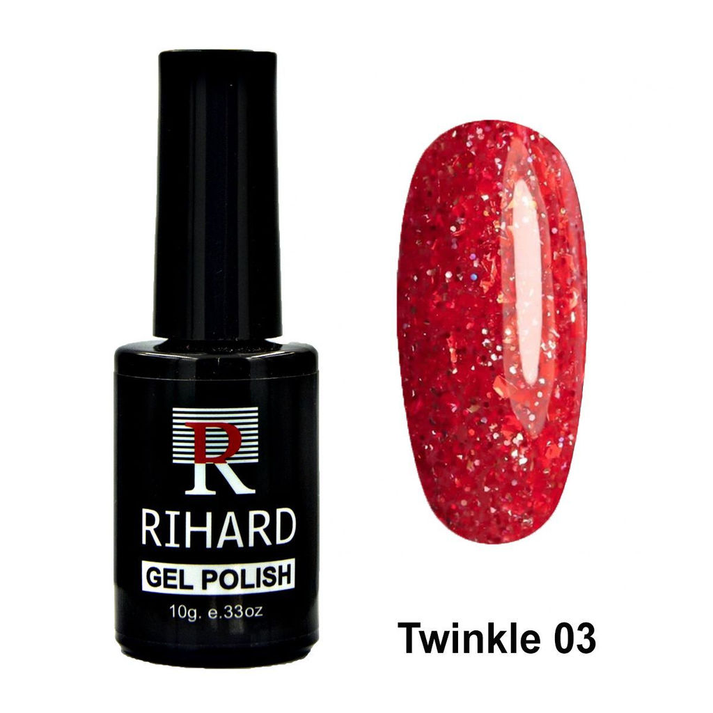 Rihard Gel Polish Twinkle 03 Гель-лак с голографическими хлопьями и блестками, 10 мл