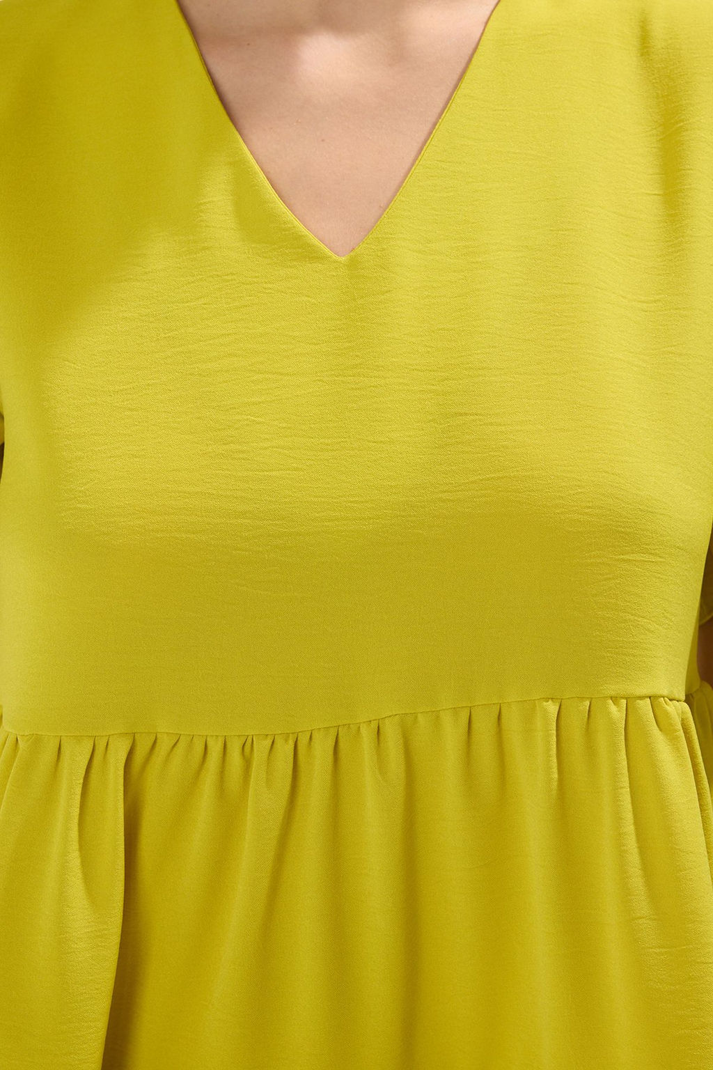 Yag Yesil Duz Duz Kesim Volanl? / F?rf?rl? K?sa / Mini Dokuma Elbise TWOSS20EL0400