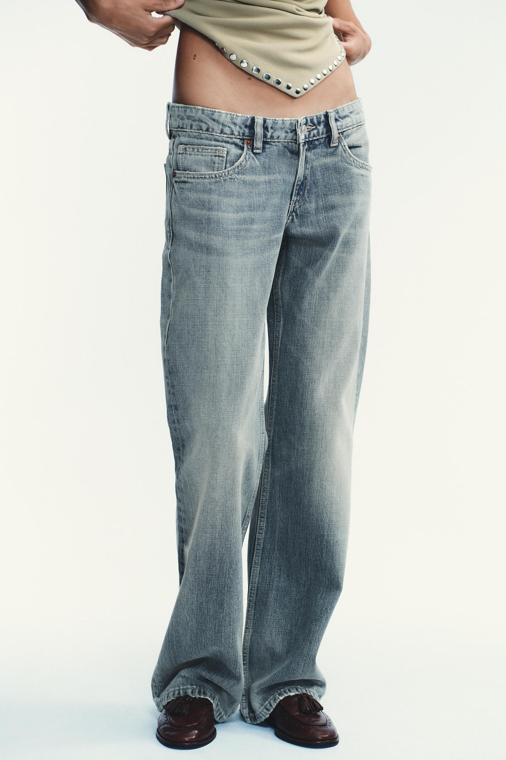 JEANS TRF WIDE LEG TIRO BAJO / Azul / Gris - Zara фото 2