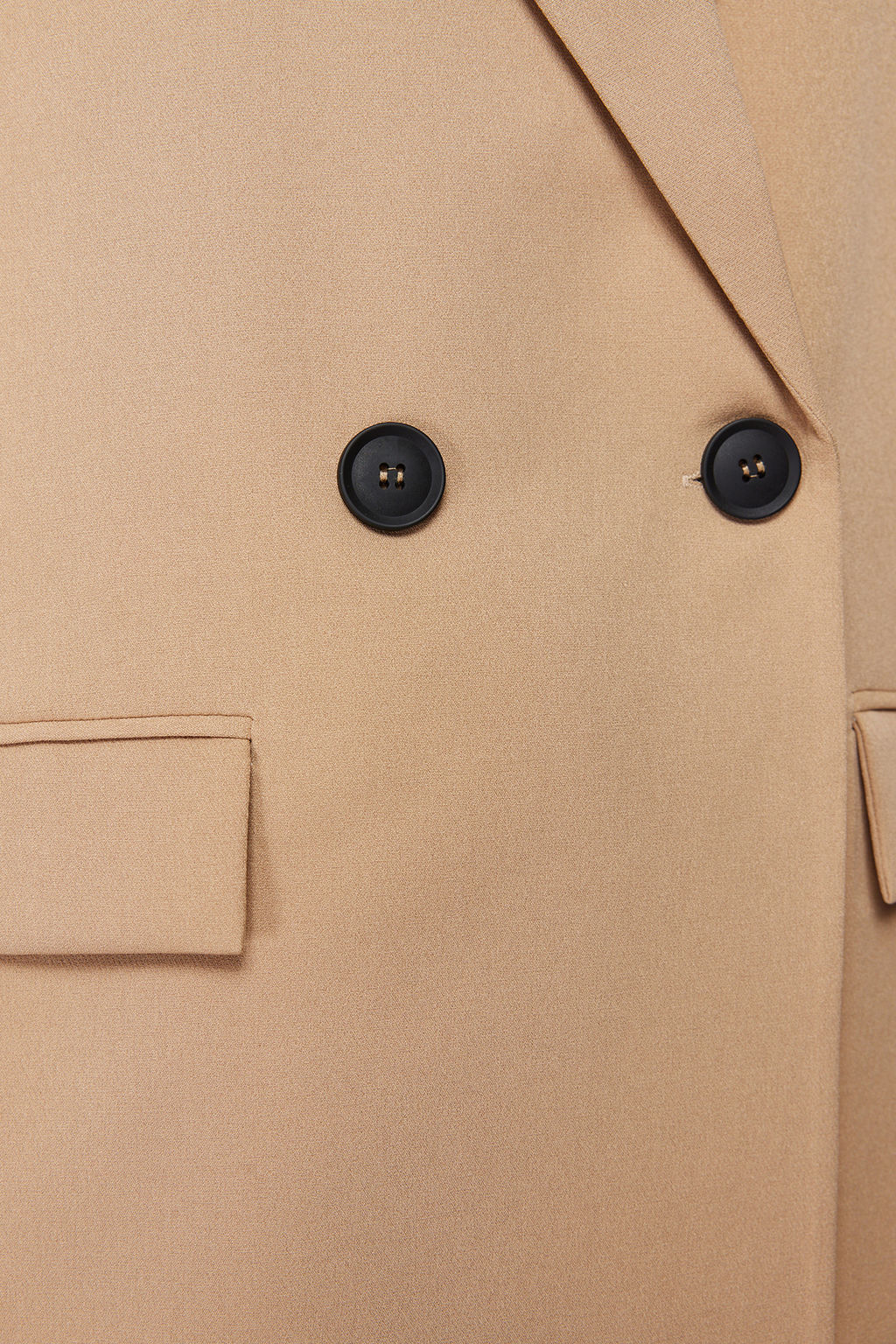 Camel Oversize Duz Kesim Basic Kruvaze Dokuma Blazer Ceket TWOSS24BC00028