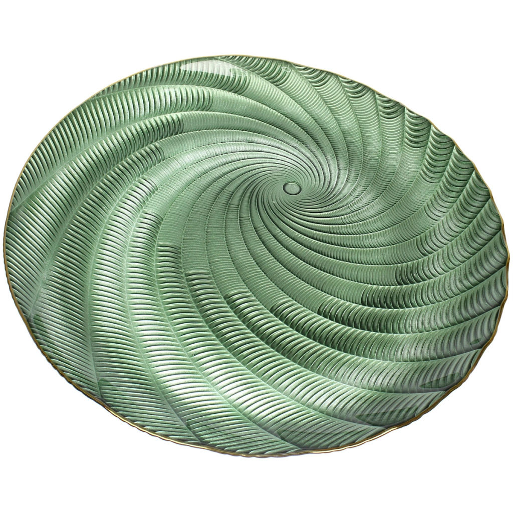 Тарелка стеклянная "Фьюжн" 32см изумрудный перламутр