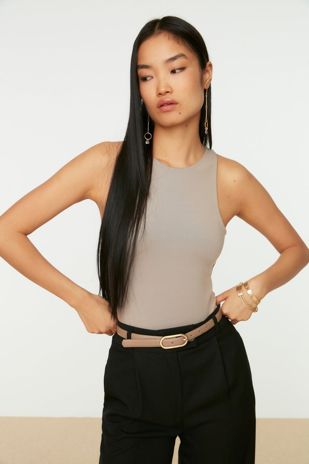 Vizon Halter Yaka Vucuda Oturan Esnek Alttan C?tc?tl? Orme Body TWOSS20BD0044