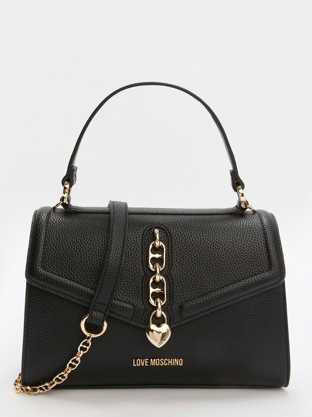 Женская сумка с ручками LOVE MOSCHINO CHAIN DETAIL CROCO Артикул 4192248, черный  фото 2