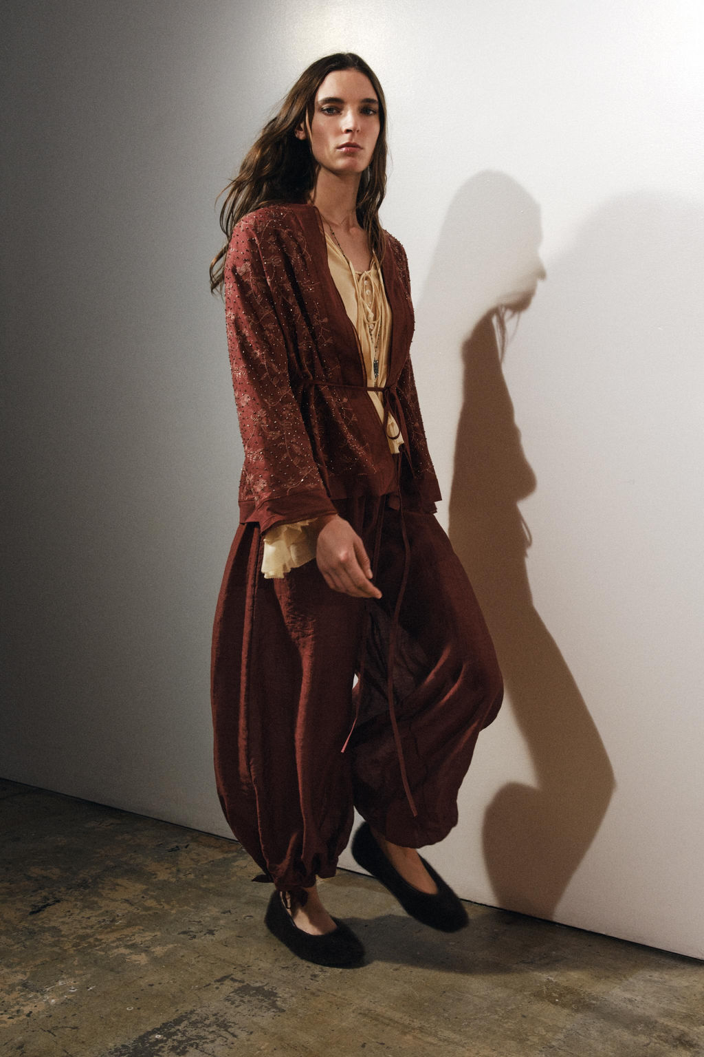 ZW COLLECTION EMBROIDERED LINEN BLEND KIMONO