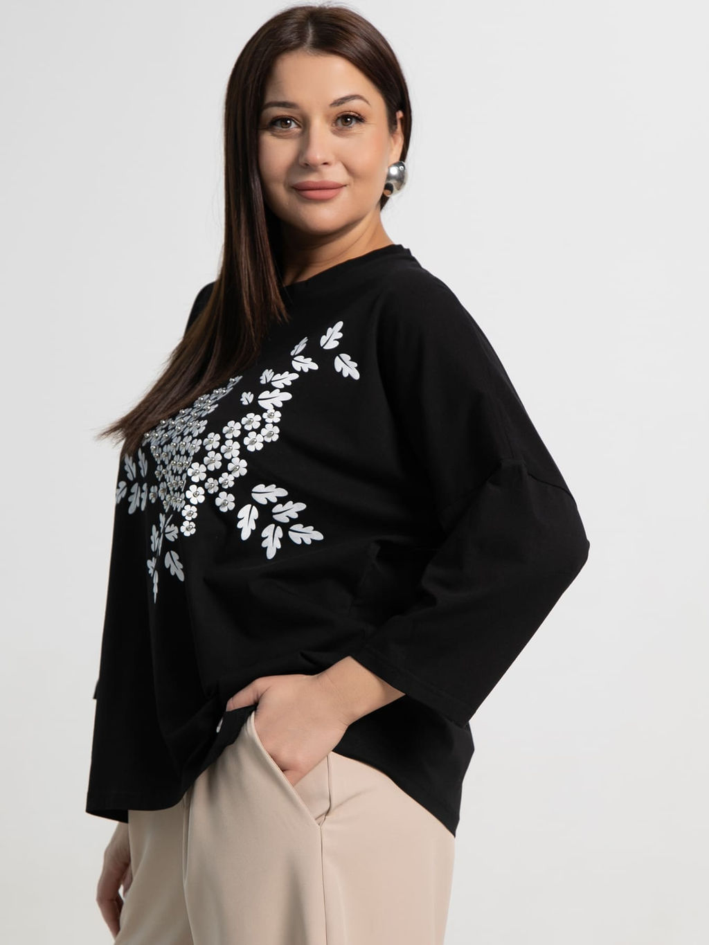 Блуза Ромашка (черная) Б15384-24М