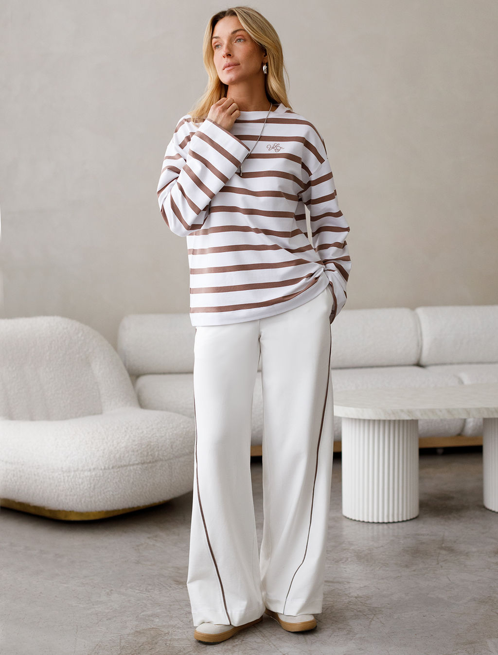 VILATTE / Свободные брюки из эластичного футера двухнитки  фото 6